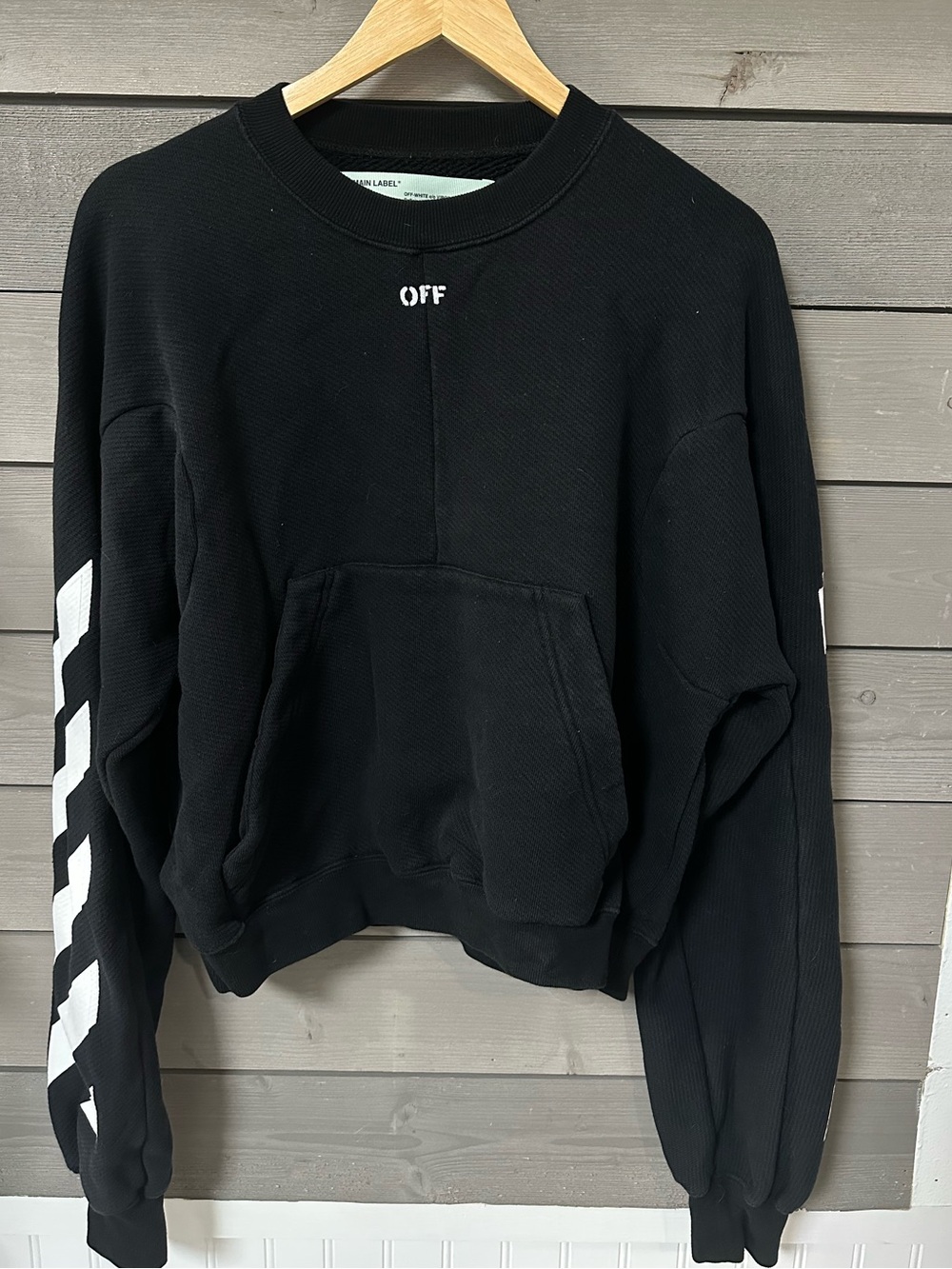 Off-White c/o Virgil Abloh Black Diagonal Stripe Oversized Sweatshirt